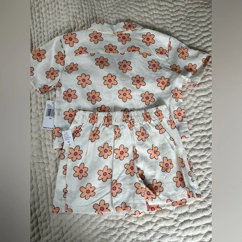 Jessica Simpson girls linen blend floral shorts set 6x